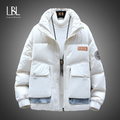 Zimske muške puhaste jakne Ležerne deblje tople bijele patke pufer jakne Modne jednobojne muške kapute sa samostojećim ovratnikom Gornja odjeća