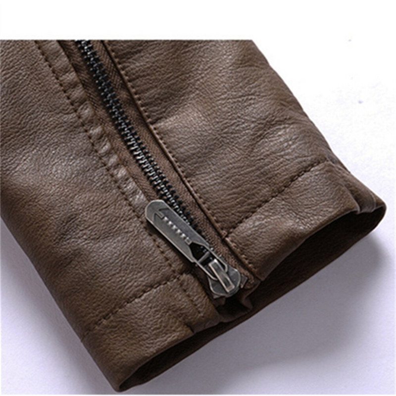 AIOPESON férfi kivehető kapucnis bőrdzseki egyszínű polár hímzett cipzáras dzseki férfi téli divat retro kabátok férfi