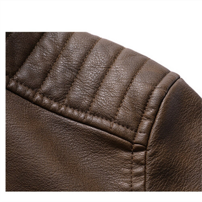 AIOPESON férfi kivehető kapucnis bőrdzseki egyszínű polár hímzett cipzáras dzseki férfi téli divat retro kabátok férfi