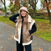 PB&ZA 2022. gada rudens un ziemas jauns sieviešu apģērbs, biezs, silts atloks, flīsa izšūšanas veste bez piedurknēm 2969856