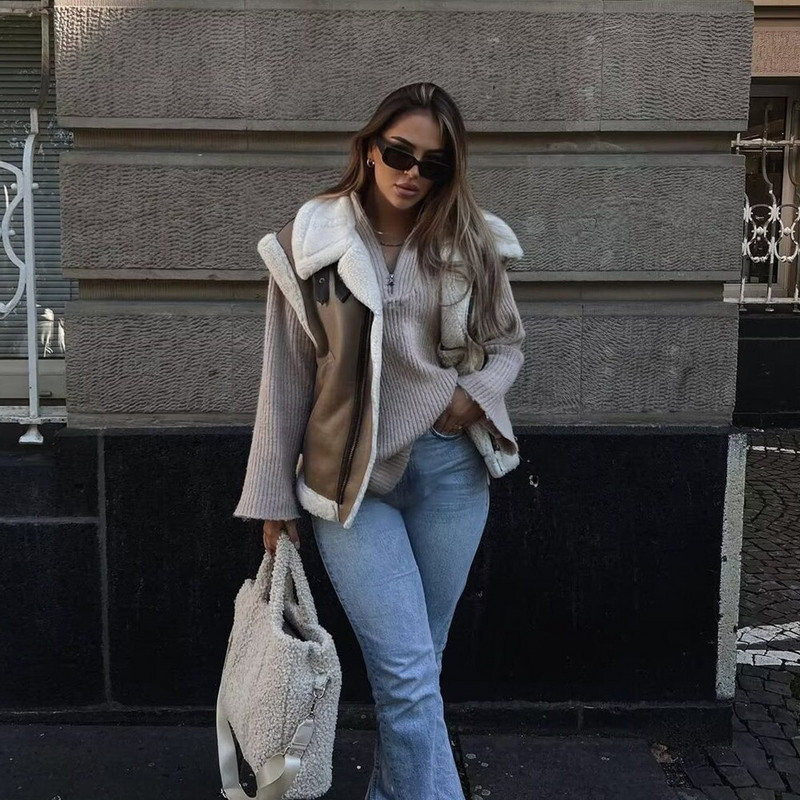 PB&ZA 2022. gada rudens un ziemas jauns sieviešu apģērbs, biezs, silts atloks, flīsa izšūšanas veste bez piedurknēm 2969856