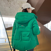 Orwindny Moteriška Žieminė Striukė Trumpa Šilta Parkas Moteriška Rudens Naujas Storėjantis Paltas Medvilninė Paminkštinta Striukė su gobtuvu 3XL