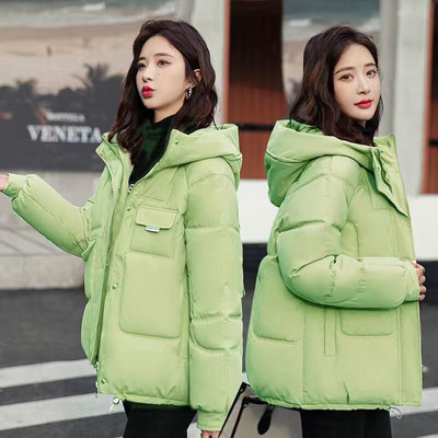 Orwindny Moteriška Žieminė Striukė Trumpa Šilta Parkas Moteriška Rudens Naujas Storėjantis Paltas Medvilninė Paminkštinta Striukė su gobtuvu 3XL