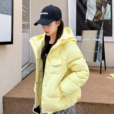 Orwindny Moteriška Žieminė Striukė Trumpa Šilta Parkas Moteriška Rudens Naujas Storėjantis Paltas Medvilninė Paminkštinta Striukė su gobtuvu 3XL