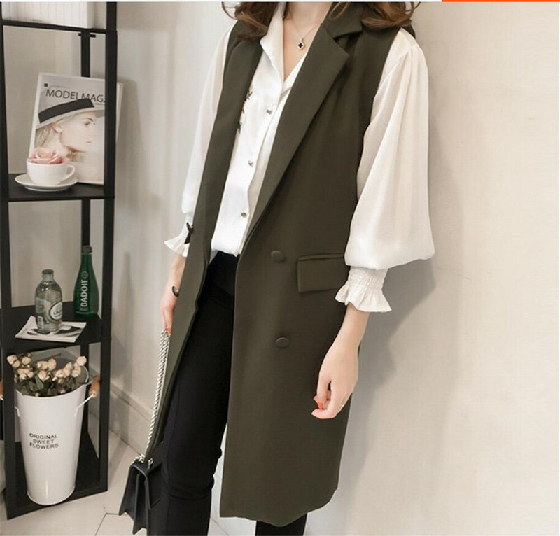 Sieviešu veste bez garām piedurknēm Eleganta biroja sieviešu veste, melna ikdienas garā veste, sieviešu veste, sieviešu veste PZ2638