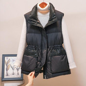 2022. gada pavasara ziemas, kokvilnas polsterētas dūnu veste, sieviešu stāvus apkakles veste, ikdienas jaka, bezpiedurkņu jaka, ielas apģērbs, brīvas veste sievietēm