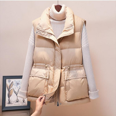 2022. gada pavasara ziemas, kokvilnas polsterētas dūnu veste, sieviešu stāvus apkakles veste, ikdienas jaka, bezpiedurkņu jaka, ielas apģērbs, brīvas veste sievietēm
