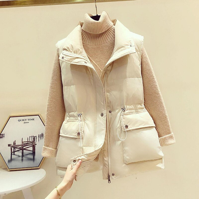 2022. gada pavasara ziemas, kokvilnas polsterētas dūnu veste, sieviešu stāvus apkakles veste, ikdienas jaka, bezpiedurkņu jaka, ielas apģērbs, brīvas veste sievietēm