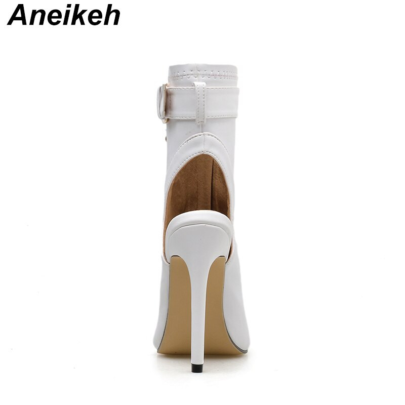 Aneikeh 2023 PU ljetne gležnjače Ženske cipele Peep Toe Seksi ženske Chelsea čizme Party Cipele na tanku petu Veličina 35-40