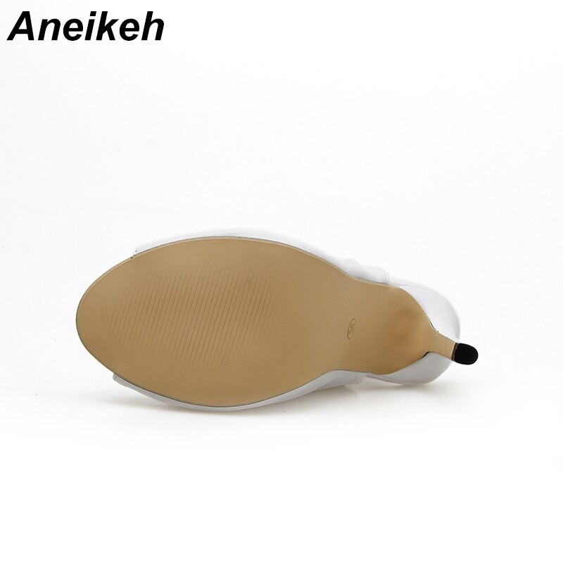 Aneikeh 2023 PU ljetne gležnjače Ženske cipele Peep Toe Seksi ženske Chelsea čizme Party Cipele na tanku petu Veličina 35-40