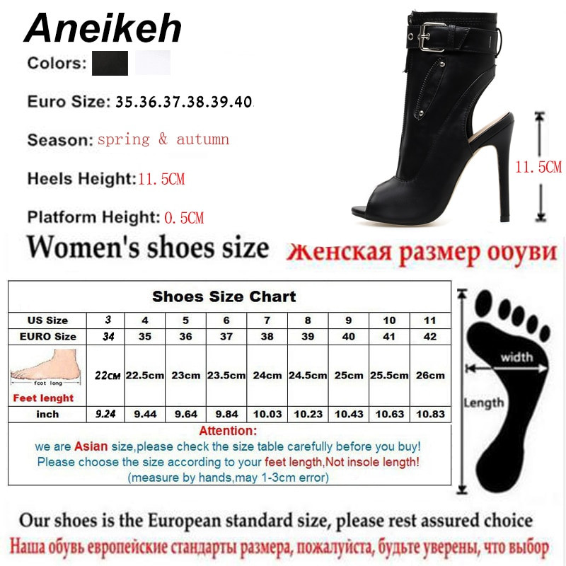 Aneikeh 2023 PU ljetne gležnjače Ženske cipele Peep Toe Seksi ženske Chelsea čizme Party Cipele na tanku petu Veličina 35-40