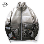 Ziemas jauns modes ielas apģērbs, balta pīļu dūnu jaka vīriešiem, vēja necaurlaidīga, bieza, silta jaka, gradienta krāsa, pāra dūnu jaka