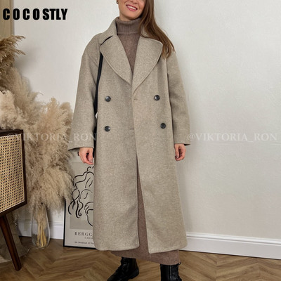 Novi ženski kaput 2022. Elegantni uredski kaput s dugim rukavima i dugim trenčkotom s dvostrukim kopčanjem Široki kaput Kaput Ženska zimska gornja odjeća
