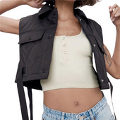 Ženska kratko prošivena jakna Y2K podstavljena jakna bez rukava Pufer kaput Topla jesen-zima Outwears Ulična odjeća 2021.