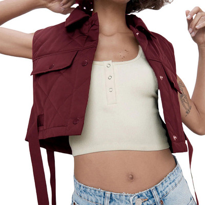 Ženska kratko prošivena jakna Y2K podstavljena jakna bez rukava Pufer kaput Topla jesen-zima Outwears Ulična odjeća 2021.