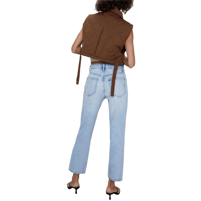 Ženska kratko prošivena jakna Y2K podstavljena jakna bez rukava Pufer kaput Topla jesen-zima Outwears Ulična odjeća 2021.