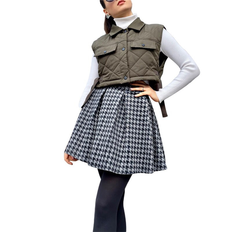 Ženska kratko prošivena jakna Y2K podstavljena jakna bez rukava Pufer kaput Topla jesen-zima Outwears Ulična odjeća 2021.