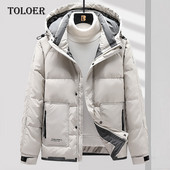 Χειμερινό Ζεστό Μπουφάν Ανδρικό με κουκούλα Casual Παλτό Πάρκα 80% Ανδρικά Μπουφάν Λευκή Πάπια Παχύ μονόχρωμο Παλτό με φερμουάρ M-5XL