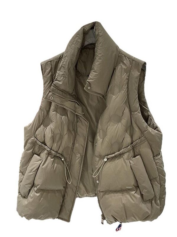 2022. gada Janveny modes dūnu veste sieviešu luksusa dizainera jaka bez piedurknēm, 90% pīļu dūnu žaketes rudens ziemas korejiešu sieviešu veste