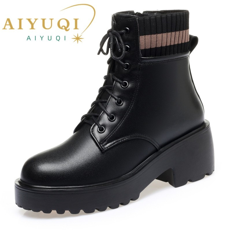 AIYUQI sieviešu ziemas zābaki liela izmēra modes vilna silta  sieviešu zeķes zābaki neslīdoši apavi Īsi zābaki sievietēm