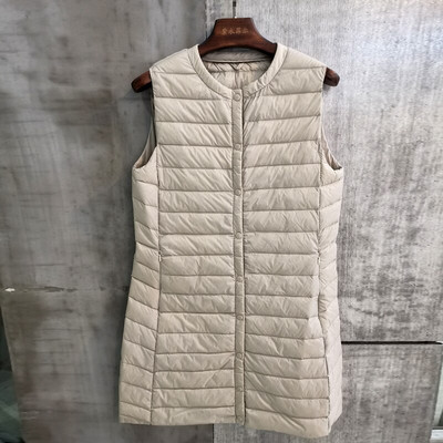 NewBang 4XL sieviešu garā veste īpaši vieglas dūnu vestes sievietēm sieviešu dūnu mētelis, garš, slaids bez piedurknēm bez apkakles