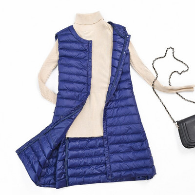 NewBang 4XL sieviešu garā veste īpaši vieglas dūnu vestes sievietēm sieviešu dūnu mētelis, garš, slaids bez piedurknēm bez apkakles