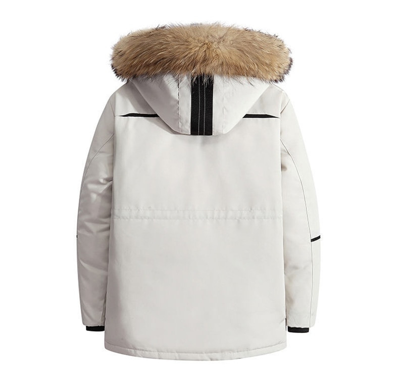Unisex liela ādas vīriešu dūnu jaka zoss vidēja garuma plus izmēra 3XL ziemas jaka sievietēm, skaista, silta kravas mētelis ar kokvilnas oderi