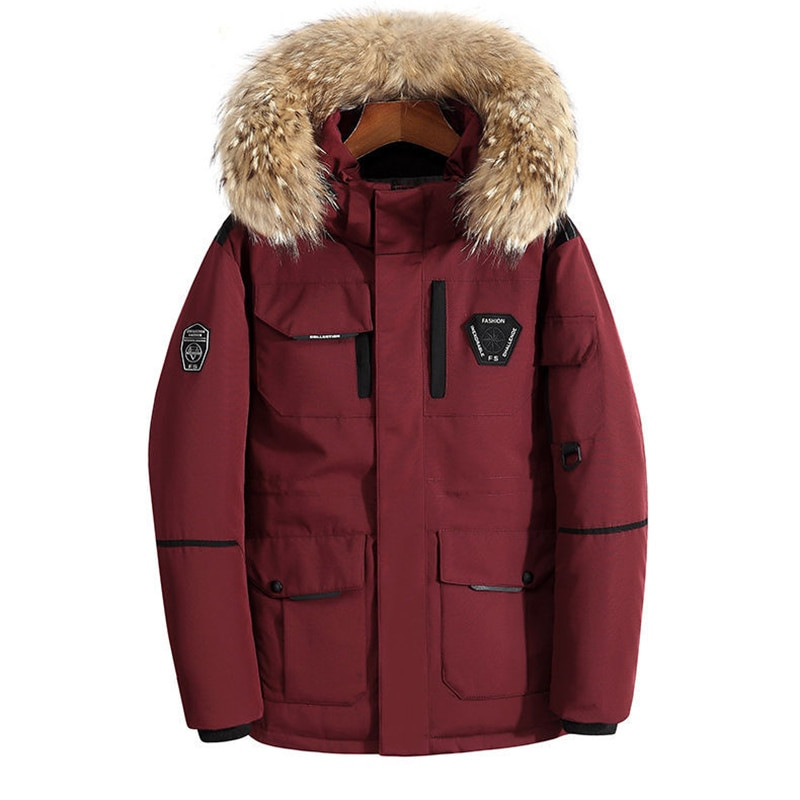 Unisex liela ādas vīriešu dūnu jaka zoss vidēja garuma plus izmēra 3XL ziemas jaka sievietēm, skaista, silta kravas mētelis ar kokvilnas oderi