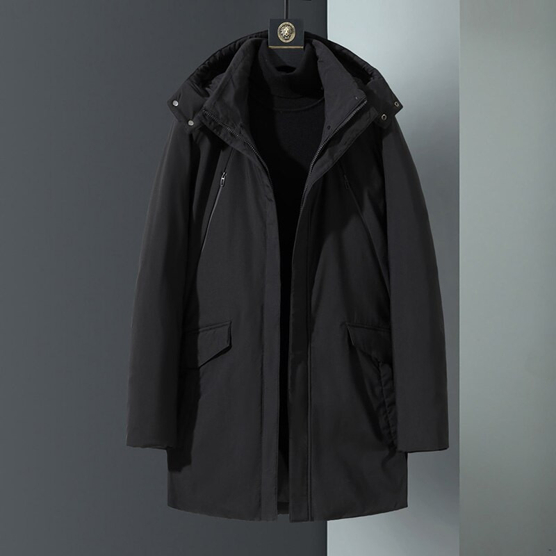 2022. Nova marka Zimska puhasta jakna Muška ležerna jednobojna široka vjetrovka s kapuljačom Deblja topla bijela kaputi s pačjim puhom Muške duge parke