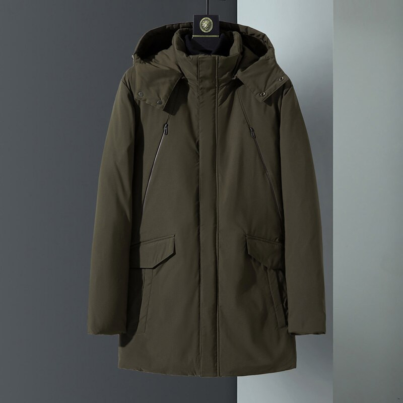 2022. Nova marka Zimska puhasta jakna Muška ležerna jednobojna široka vjetrovka s kapuljačom Deblja topla bijela kaputi s pačjim puhom Muške duge parke