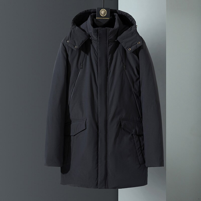 2022. Nova marka Zimska puhasta jakna Muška ležerna jednobojna široka vjetrovka s kapuljačom Deblja topla bijela kaputi s pačjim puhom Muške duge parke