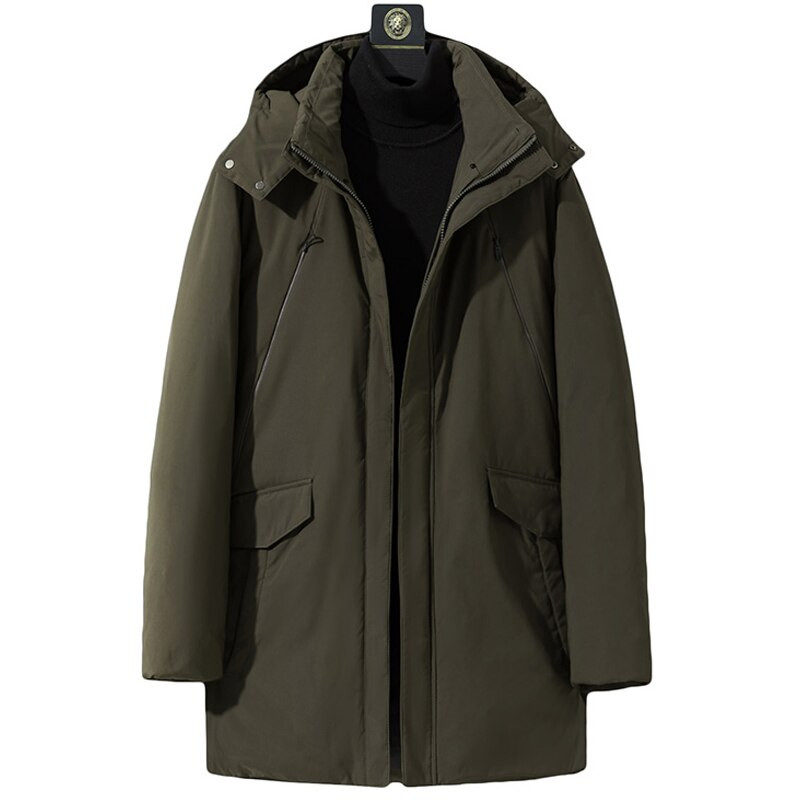 2022. Nova marka Zimska puhasta jakna Muška ležerna jednobojna široka vjetrovka s kapuljačom Deblja topla bijela kaputi s pačjim puhom Muške duge parke