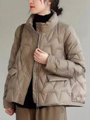 Ziemas mētelis Sieviešu mēteļi Pussezonas jaka sievietēm Sieviešu jakas Modes vaļīga dūnu jaka Silts augšējais apģērbs