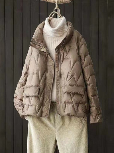 Ziemas mētelis Sieviešu mēteļi Pussezonas jaka sievietēm Sieviešu jakas Modes vaļīga dūnu jaka Silts augšējais apģērbs