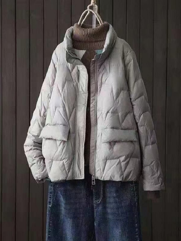 Ziemas mētelis Sieviešu mēteļi Pussezonas jaka sievietēm Sieviešu jakas Modes vaļīga dūnu jaka Silts augšējais apģērbs