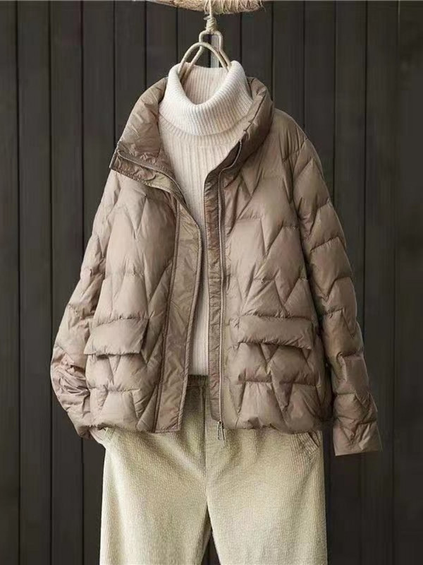 Ziemas mētelis Sieviešu mēteļi Pussezonas jaka sievietēm Sieviešu jakas Modes vaļīga dūnu jaka Silts augšējais apģērbs