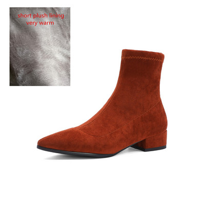 Ženske gležnjače s čarapama 2022. Proljeće Jesen Sa šiljatim prstima Niska peta Elastično jato Crne Udobne čizme Ženske cipele Velika veličina 42 43