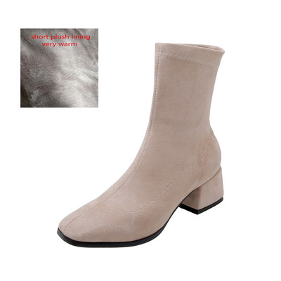 Ženske gležnjače s čarapama 2022. Proljeće Jesen Sa šiljatim prstima Niska peta Elastično jato Crne Udobne čizme Ženske cipele Velika veličina 42 43