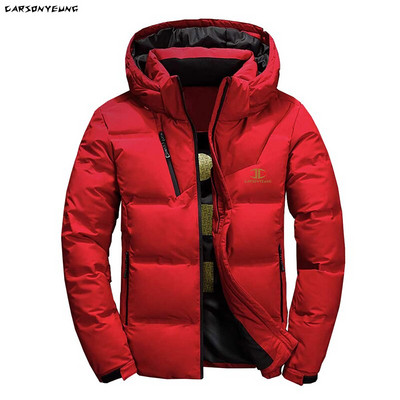 Vyriška balta pūkinė striukė su gobtuvu, stora pūkinė striukė Vyriška laisvalaikio aukštos kokybės paltas terminis žiemos parkas vyrams Naujas