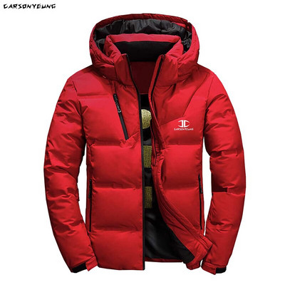 Vyriška balta pūkinė striukė su gobtuvu, stora pūkinė striukė Vyriška laisvalaikio aukštos kokybės paltas terminis žiemos parkas vyrams Naujas