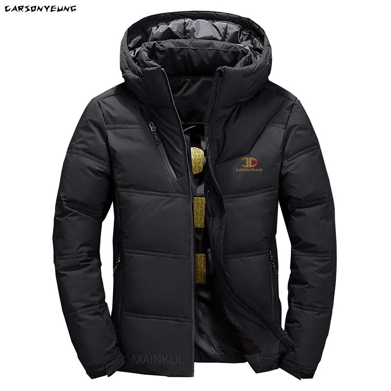 Vyriška balta pūkinė striukė su gobtuvu, stora pūkinė striukė Vyriška laisvalaikio aukštos kokybės paltas terminis žiemos parkas vyrams Naujas