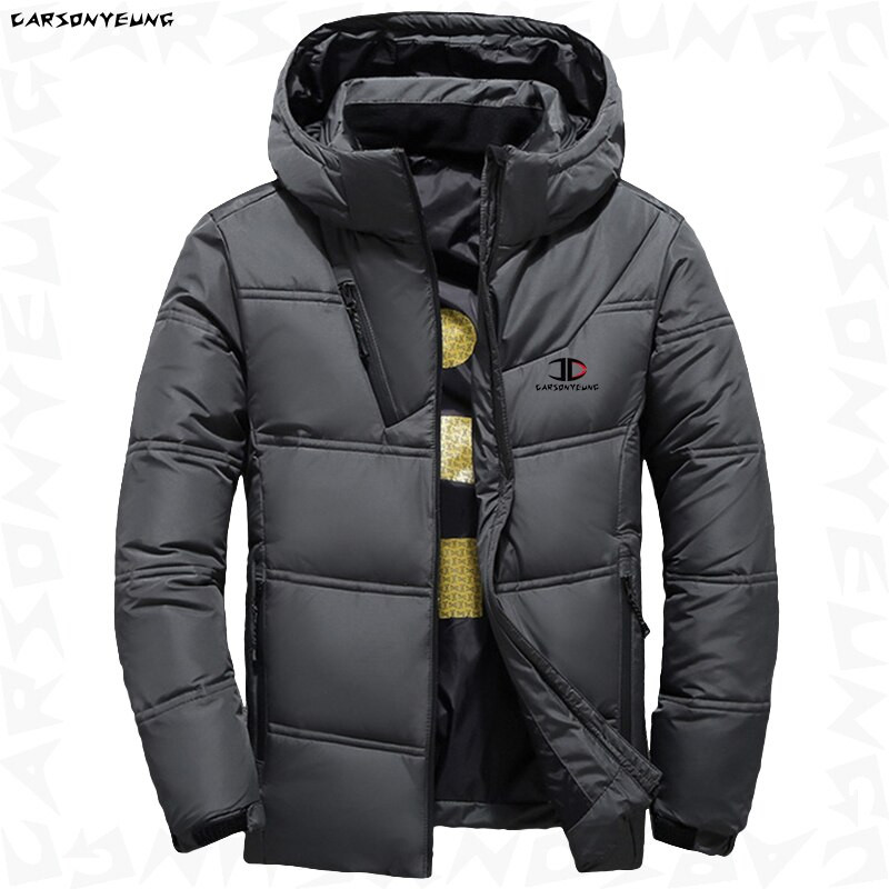 Vyriška balta pūkinė striukė su gobtuvu, stora pūkinė striukė Vyriška laisvalaikio aukštos kokybės paltas terminis žiemos parkas vyrams Naujas