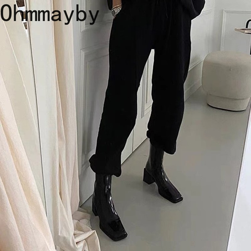 Jauni sieviešu Chelsea zābaki, 2022. gada modes kvadrātveida purngala aizmugurējie sieviešu rāvējslēdzēji, eleganti īsi zābaki kvadrātveida augstpapēžu kurpēm