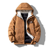 Vēja necaurlaidīgs silts vīriešu ziemas mētelis ar kapuci, burbuļjaka, vēja necaurlaidīga flīsa un bieza parka jaka