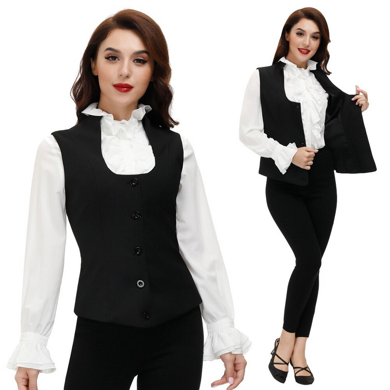 KK vintage jakas sieviešu topi ar U veida kakla izgriezumu, veste Mētelis bez piedurknēm, statīvs apkakle ar vienrindu vienkrāsainu, slaidu, apgrieztu vakara ballīti