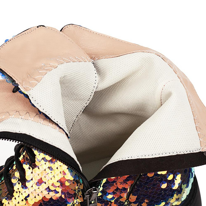 Krāsu mainošs audums ar fliteriem rudens un ziemas modes sieviešu zābaki vienkrāsaini maināmi daudzkrāsu burvju apavi aplis ar fliteriem