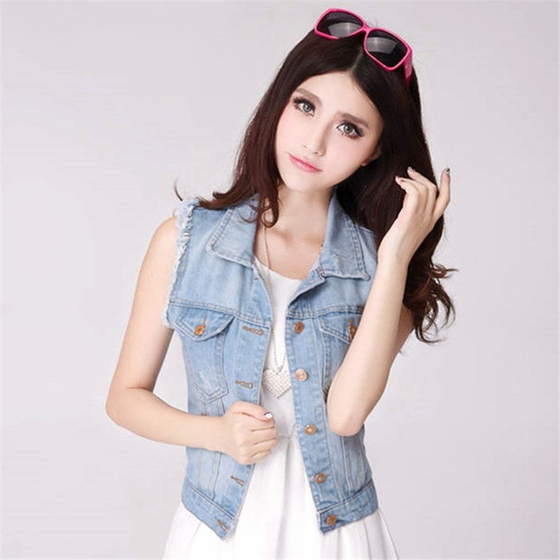 Κοντό τζιν γιλέκο Γυναικείο ανοιξιάτικο φθινόπωρο Vintage λεπτό αμάνικο παλτό Plus μέγεθος 5XL All-match Casual Jeans γιλέκο μπλουζάκια