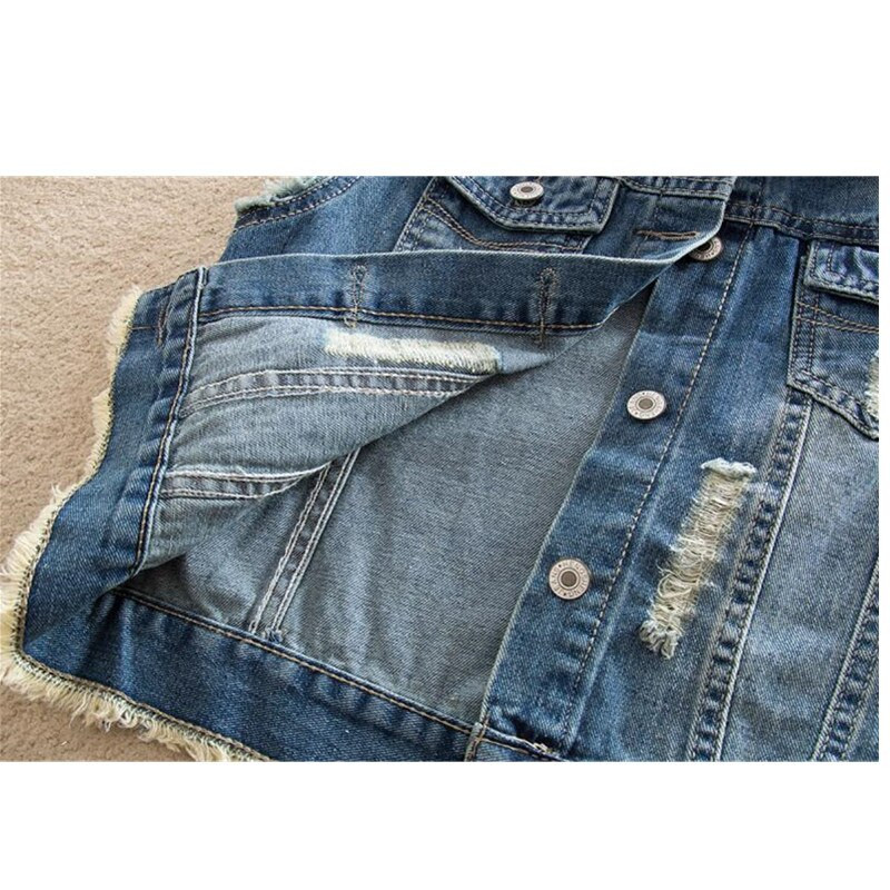 Κοντό τζιν γιλέκο Γυναικείο ανοιξιάτικο φθινόπωρο Vintage λεπτό αμάνικο παλτό Plus μέγεθος 5XL All-match Casual Jeans γιλέκο μπλουζάκια