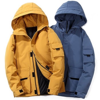 New Men Down Jacket 2022 Winter Thicken Hooded Parka Outerwear Casual ζεστά αντιανεμικά λευκά μπουφάν πουπουλένια πάπια Ανδρικά πανωφόρια