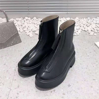 Jesen Zima Viteške čizme s debelim potplatom Ženske čizme  s patentnim zatvaračem Luksuzne kvalitetne motociklističke čizme Ženske Bota